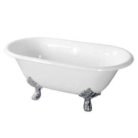 AQUA EDEN Clawfoot Bathtubs, 60 L, 30.31 W, White/Polished Chrome, Cast Iron VCTND603119NC1